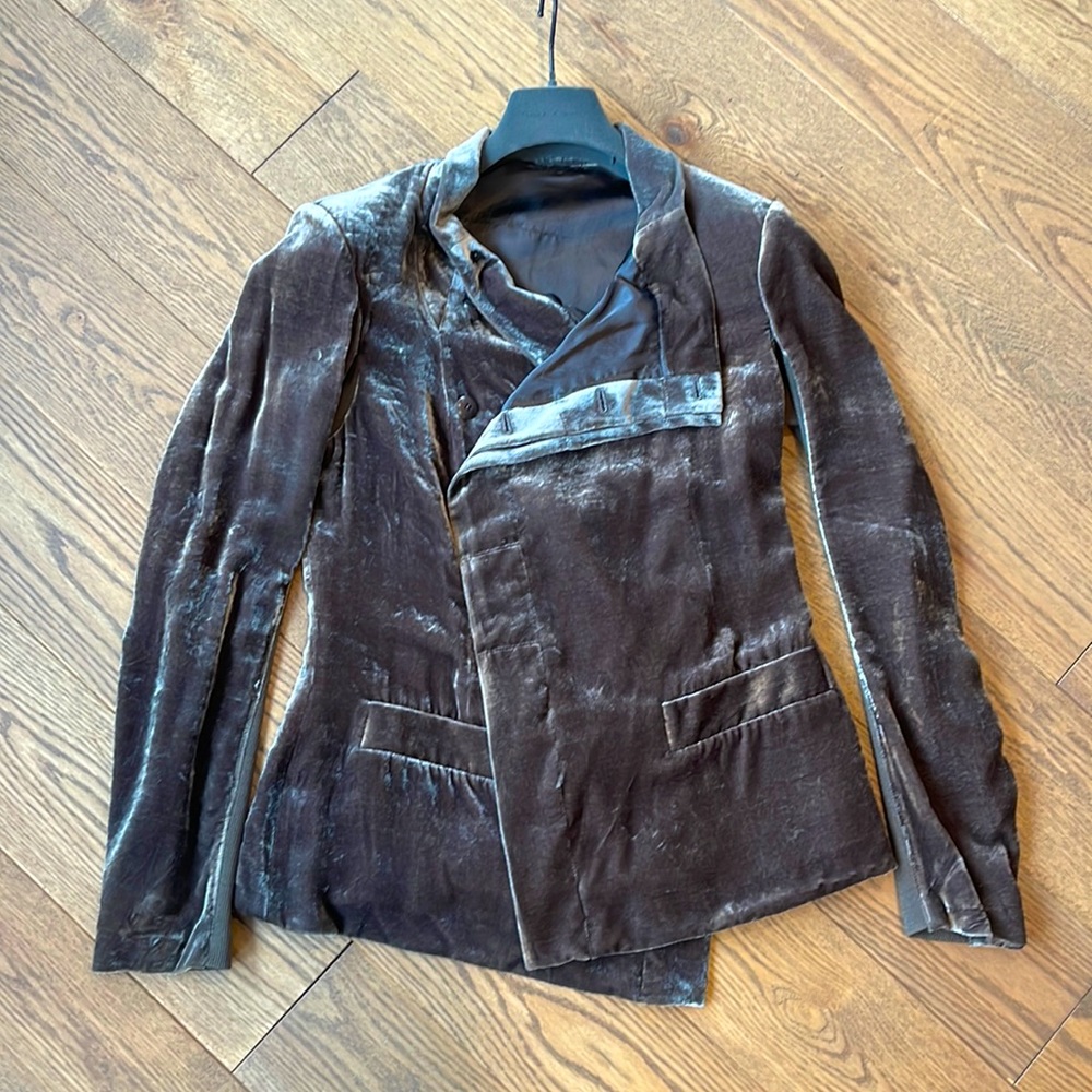 Rick Owens Suede Jacket in  Dark Dust Color, Made in a Italy, size 10 US